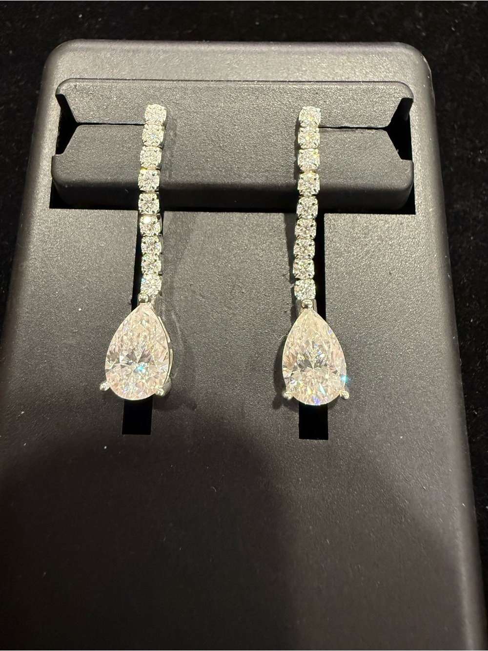 $700 Retail 2.5 Carat Moissanite Teardrop Dangle Earrings in 925 Sterling Silver